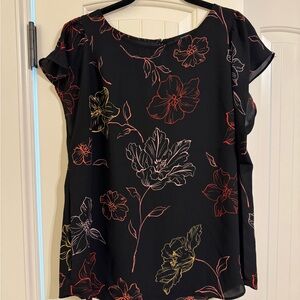 Chic Black Floral Blouse